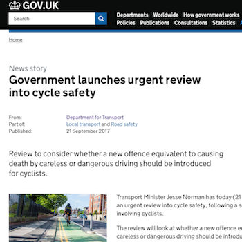 Gov’t considers law for death by dangerous cycling