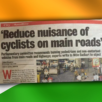 Ban cyclists from roads, recommends Indian parliamentary committee