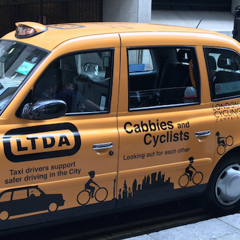 Wrapped-taxi is sign of peace between cabbies & cyclists in London