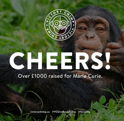 Victory Chimp’s ‘Give Back Friday’ campaign raises £1057 for charity