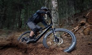 Amflow bike in woods on trails DJI makes major waves with Avinox Drive System and Amflow eMTB