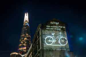 DOUBLE TAKE CYCLE UK 9.11.22 HIGH RES 41 London sites lit up by Cycling UK to show cycling's role in fighting climate change