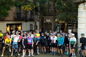 Eat Sleep Cycle Girona shop crowd outside Eat Sleep Cycle talk business success in challenging trading conditions