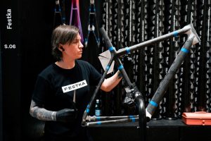 Festka raw carbon frame work in progress Festka showcases all-new Spectre Gravel at Bespoked