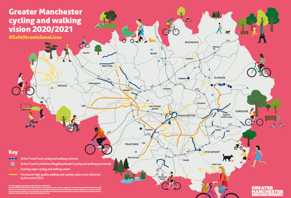Greater Manchester 2021 Greater Manchester to deliver cycling and walking routes using Government's Active Travel Fund