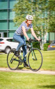 Insync Bikes designer Emma Cooper riding Viking Roadmaster Insync Bikes designer leads team on Flanders tour in aid of cancer charity