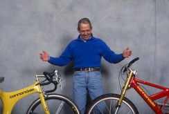 Joe with DH Road frame Project looking down Remembering Joe Montgomery, cycling pioneer and Cannondale founder
