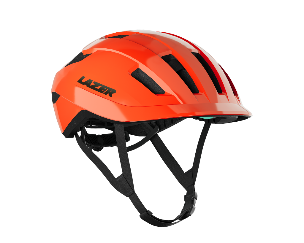 MY27 Compact Flash Orange angle Lazer introduces J1 and Compact helmets