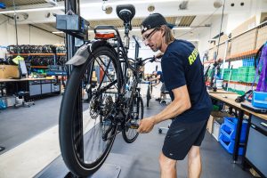 Rebike bike in bike stand Decathlon innovation hub invests in leading second-hand e-bike company
