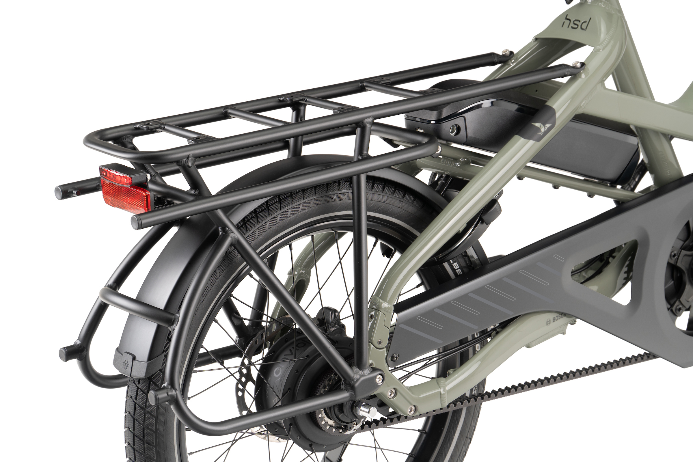 TN photo HSD S00 gen2 DarkSage Atlas H rack Tern updates HSD compact e-cargo bike, features stronger frame and new Bosch Smart System
