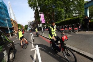 TfL Image The Mayor tests out a new electric Santander Cycles along Tooley Street London Bridge 1 TfL's cycle hire scheme marks 11th anniversary
