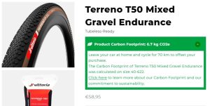 Vittoria Carbon Footprint on tyre listing page Vittoria introduces carbon footprint analysis for tyres