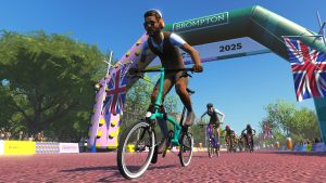 Zwift X Brompton Worlds banner image Zwift and Brompton at Rouleur Live (and in Watopia)