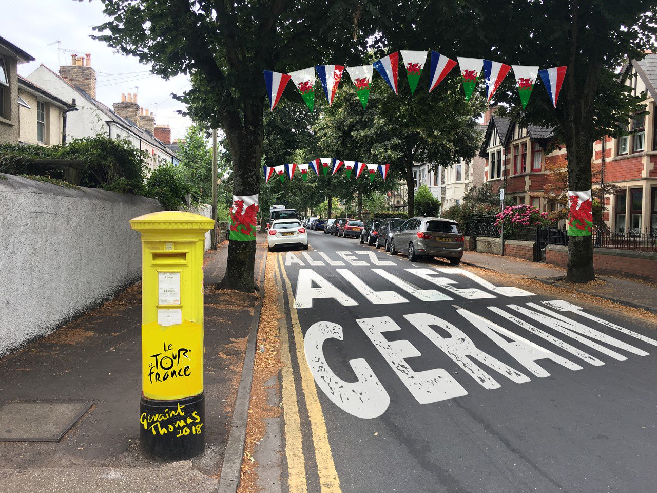 Cardiff bike shop campaigns for a yellow postbox for local lad Geraint Thomas